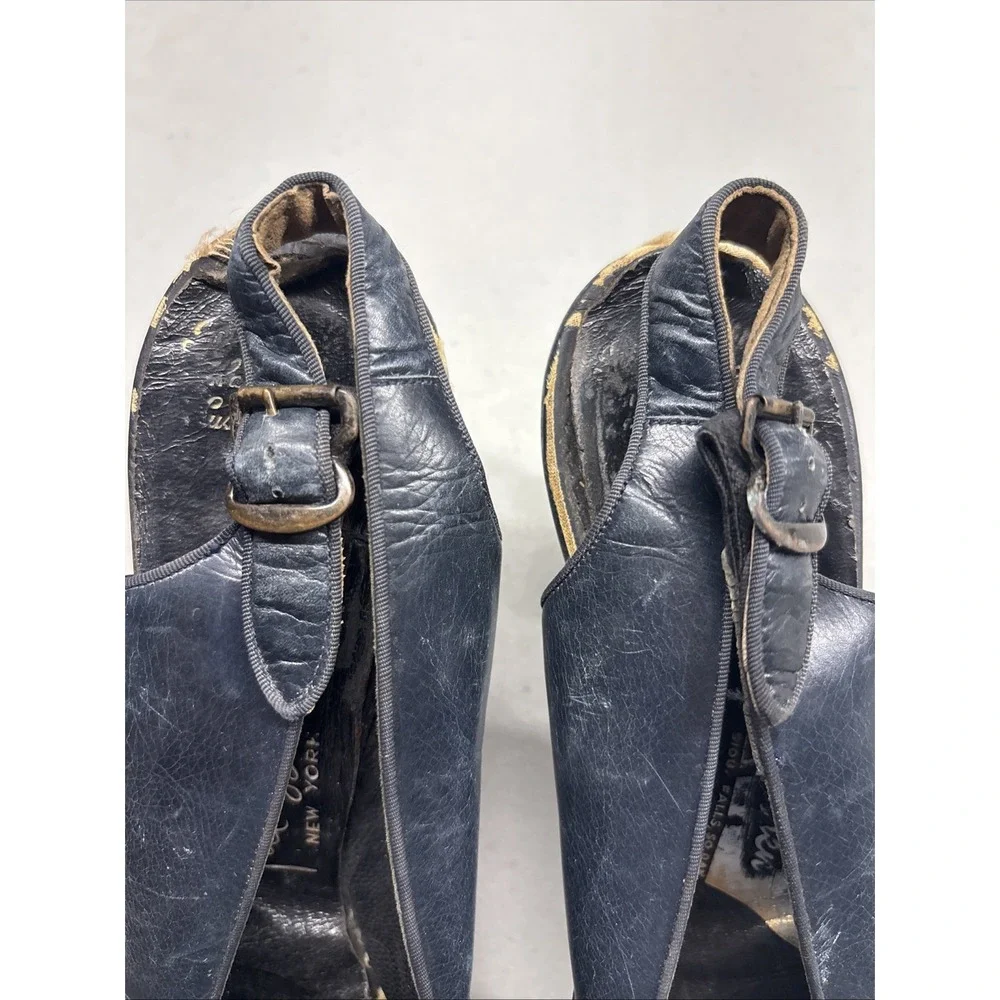 VTG PALIZZIO New York Women's Open Toe High Heels 1940s Size 7.5N Costume Prop